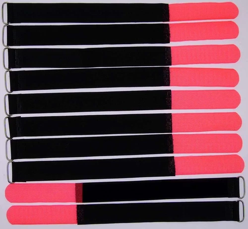 10x Kabelbinder Kabelklett 30 cm x 25 mm neon rot Klettband Klettkabelbinder Öse