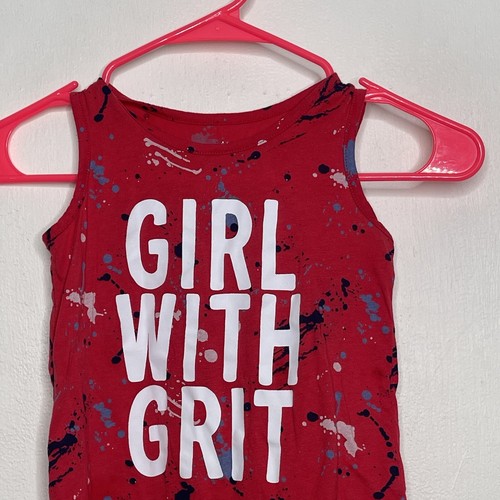 Justice Tank Top Girls Size 6 Red Splatter Sleeveless Girl With Grit - Picture 2 of 3