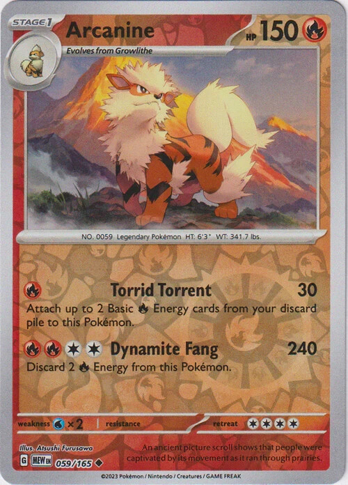 🔥Pokemon - Arcanine - Reverse Holo -Uncommon - 059/165 - S & V: 151 - (NM)🔥