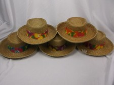 LOT of 5 PORK PIE HATS UNISEX SZ L 7 1/4 - 7 3/8 WOVEN FLOWER PARADISE BAND NWD