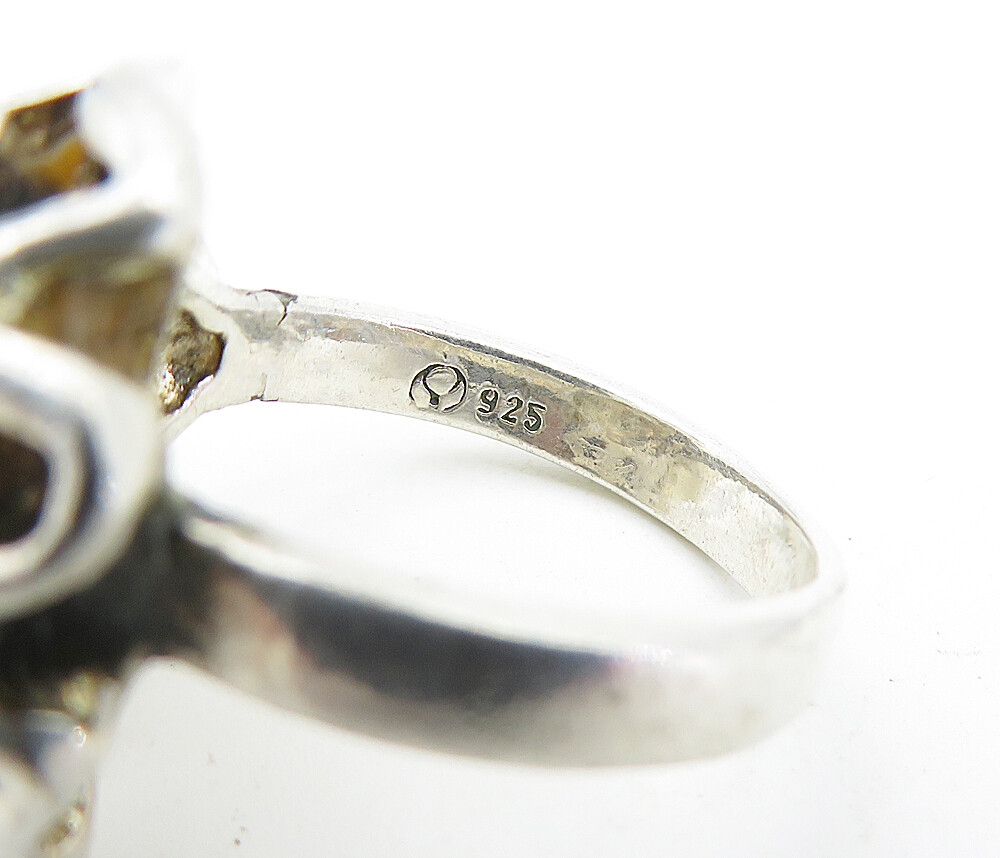 925 Sterling Silver Vintage Sculpted Floral Motif Statement