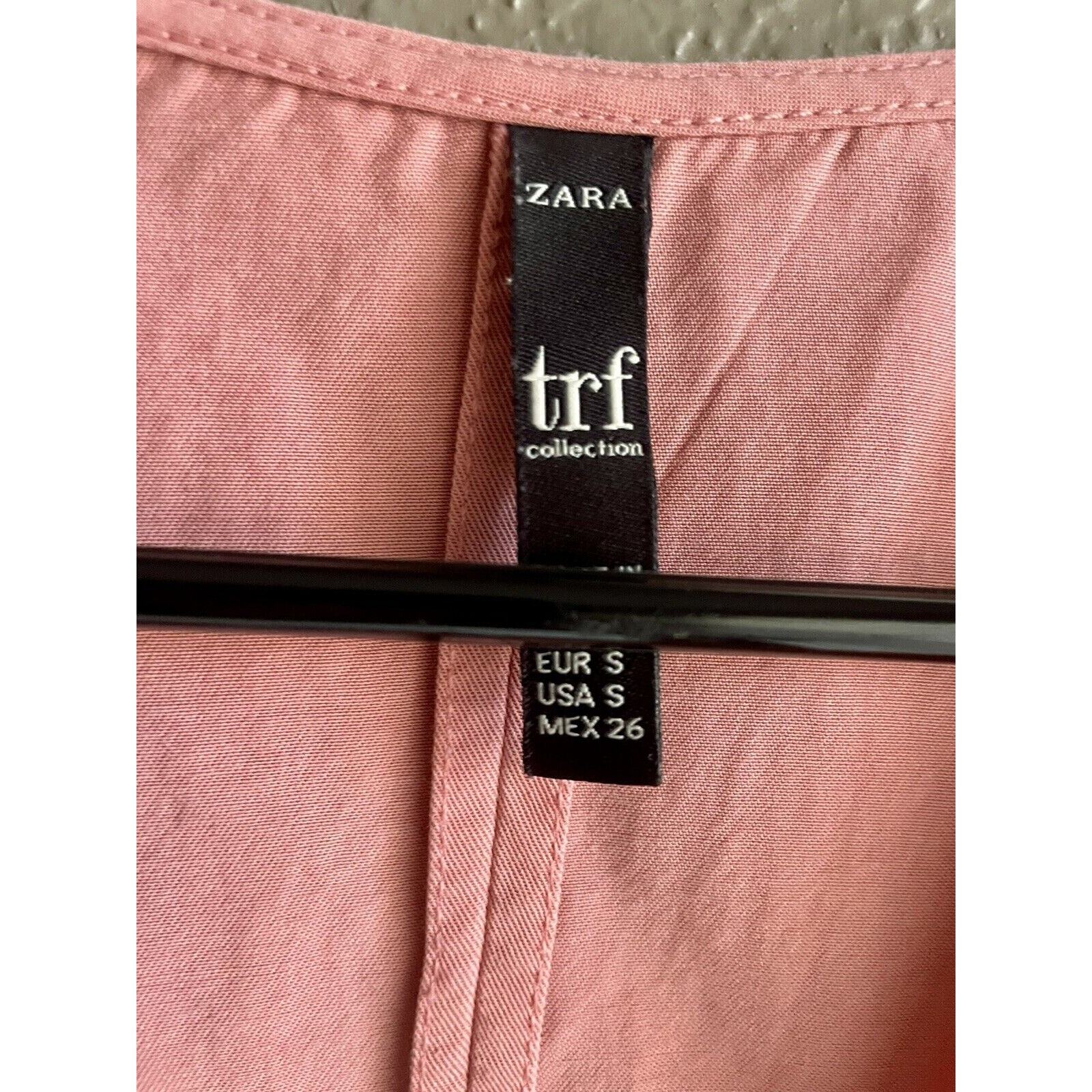 Zara TRF Collection Pink Salmon Ruffle Sleeve Dress Women's Sz Small thumbnail 4