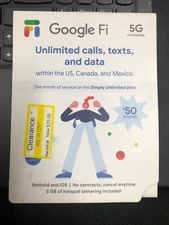 Google Fi Simply Unlimited Talk/Text/Data SIM Kit- 1 MONTH