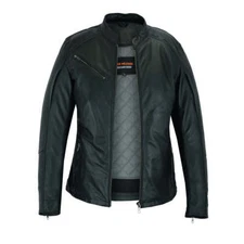 Vance Leather HML704B Motorcycle Jacket Black Fringe Rivet Leather MCJ