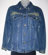 Denim Co. Medium blue embroidered, beaded jean jacket