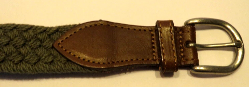 Cinturón GAP Hombre Cuero Verde Tela Trenzado Tejido Talla Grande Tono Plateado Golf Foto 2 de 4