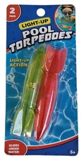  2-Pk Light-Up Pool Torpedoes Toys-Assorted Colors. Brand New.