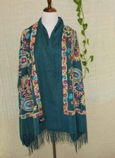 Sale New Embroidered large Vintage Paisley Cashmere Wool Soft Shawl Scarf 940