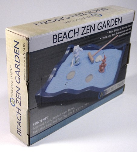 Nature's Mark Mini Zen Garden Kit for Desk w Rake Blue Sand Miniature Mermaid - Picture 6 of 6