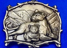 Lion Panther Tiger Cub 1995 Great American Products belt buckle Stick boarder 