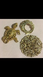 Authentic Gold Plated Brooch’s, Lot 3 Pcs. Elegance,fun,