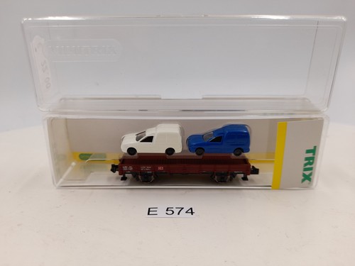 Minitrix 15212 Niederbordwagen Mit 2 VW Caddy TOP in OVP Spur N (E574) | Condition: Neu