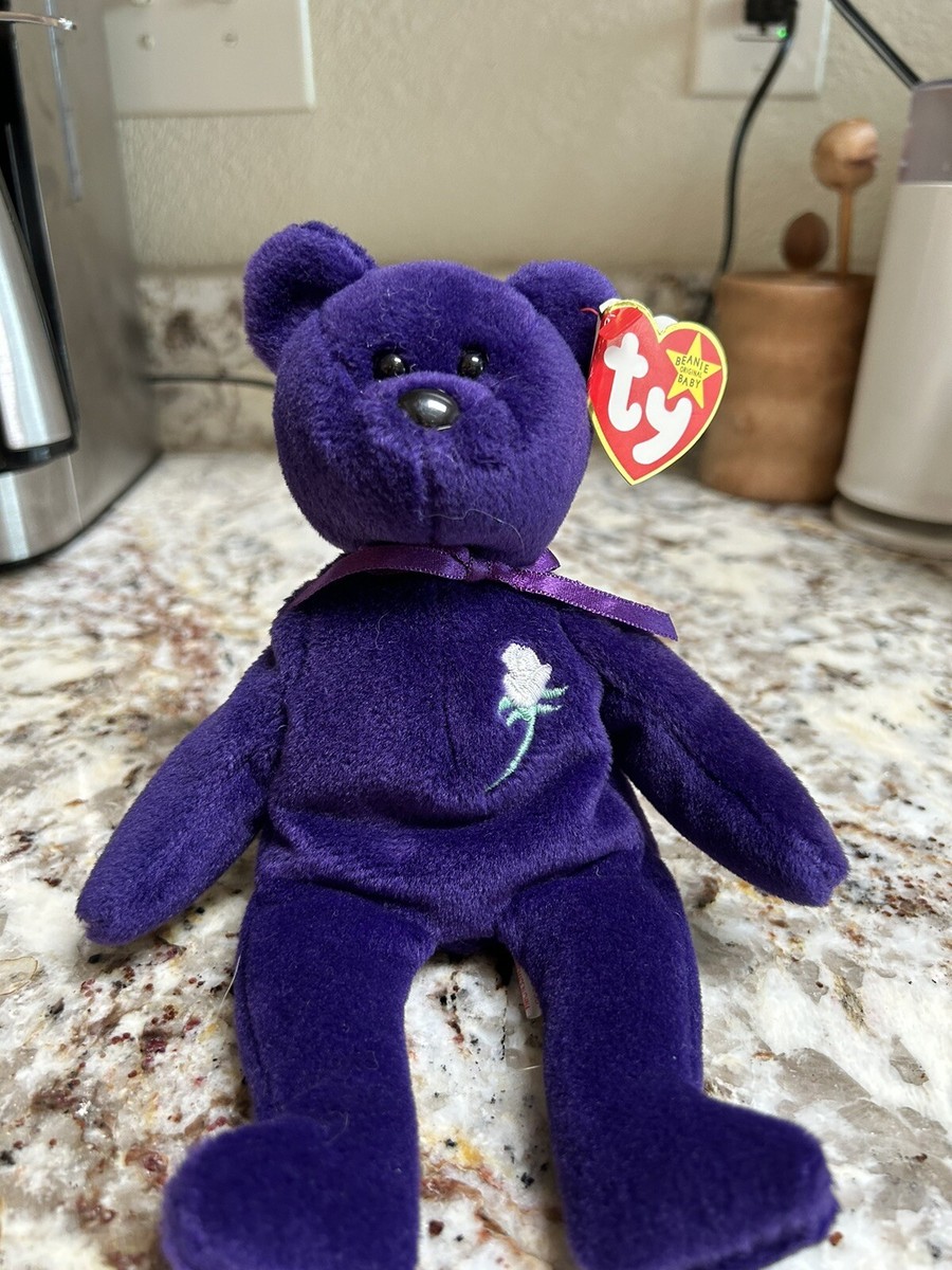 RARE TY 1st edition Princess Di Beanie Baby PVC pellets made in