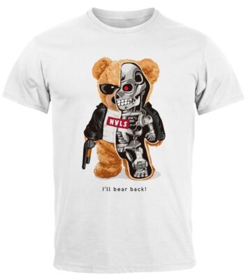 Herren T-Shirt Print Teddy Bär I'll bear back Meme Parodie Spruch Techwear
