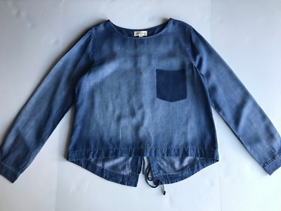 トップス STONE NEW CLOTH & STONE SzM OFF THE SHOULDER TIE FRONT STRIPED TOP BLUE