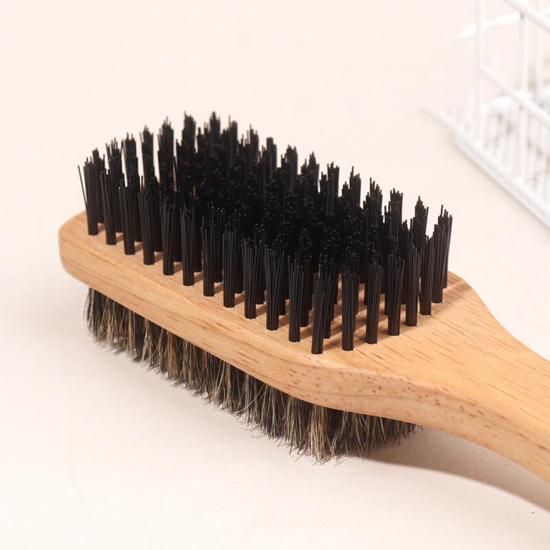 1 Pcs Wood Bristle Double Sided Brush Mane Styling Beard Hair Tool >H1