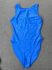 Danskin Womens Bathing Suit Blue Water Swimsuit Abstract Sz Small USA VTG