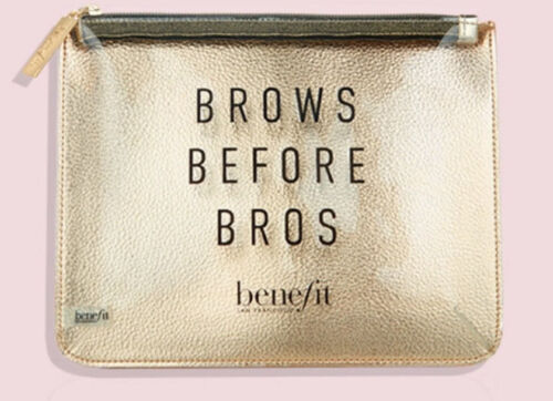 Brows Before Bros Makeup Bag Benefit Cosmetic Gold Clear Brand New Sealed - Picture 1 of 2