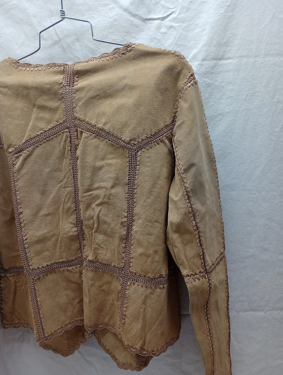 Suede Essentials Brown Patchwork Button Shirt Jac… - image 11