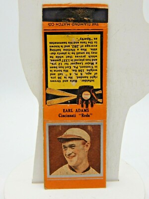 1934 Diamond Match Book Cover Earl Adams Cincinnati Reds Orange Border