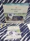 ARTISAN DE LUXE Blue Abstract Striped Stripes Quilt Sham Set Full/ Queen Set