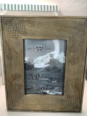 The Weston Gallery Woodland Creek Wood 5x7 Picture Frame Pine Needles Cones