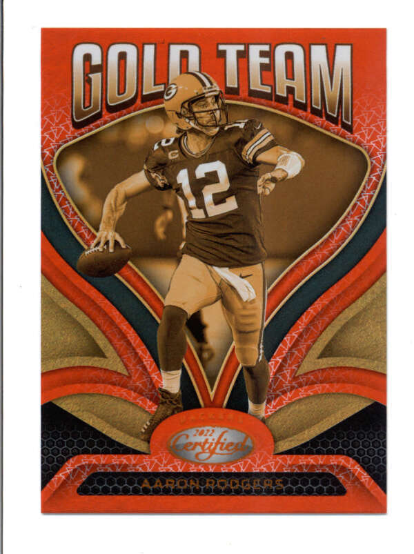 AARON RODGERS 2022 PANINI CERTIFIED #GT-8 GOLD TEAM ORANGE #052