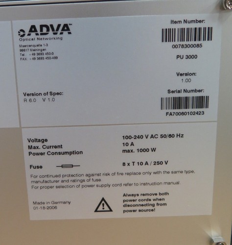 ADVA Optical Networking FSP3000 Fiber Service Platform, Complete System ...