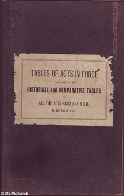 H.M. Cockshott THE STATUTES OF NEW SOUTH WALES: TABLES OF ACTS AT PRESENT IN FOR