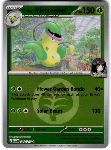 Pokemon Erika's Victreebel Ascended Heroes 6/217 Energy Holo Near Mint English