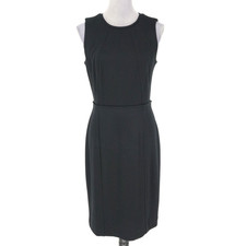 Loft Dress Womens 6 Black Ponte Knit Stretch Sheath Sleeveless Back Zip New