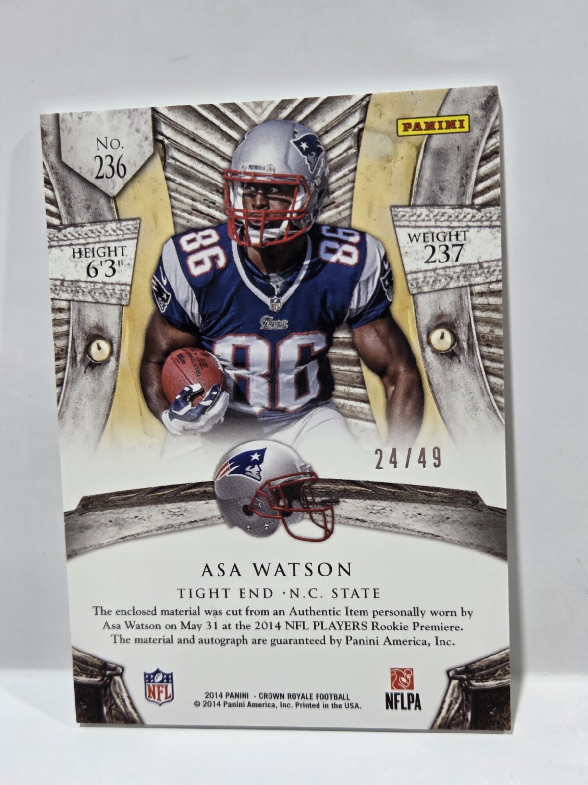 2014 Crown Royale Asa Watson Auto Patch Rc RPA 24/49 #236 view 2