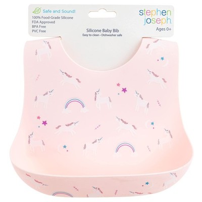 Stephen Joseph All Over Print Silicone Bib, One Size, UNICORN