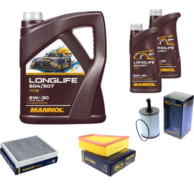 SCT Inspektionspaket 7L MANNOL Longlife 504/507 5W-30 für Seat Ibiza IV