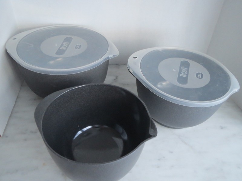Vtg Rosti Melamine Bowls Set of 3 + Lids Siqvard Bernadotte Acton Bjorn Denmark