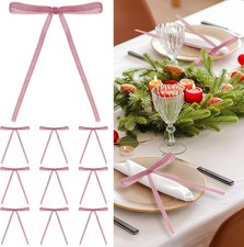 24 Pcs Pink Christmas Napkin Rings Vintage Chic Velvet Bow Xmas Napkin Hold