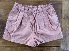 Uniqlo L cotton linen shorts paperbag drawstring high waist 2.5" inseam relaxed