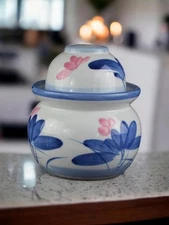 Porcelain Pickling Jar with 2 Lids Lotus Fermenting Pickling Kimchi Crock Foo...