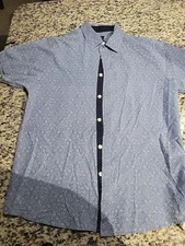 Galaxy by Harvic Shirt Men's Size Med Blue Floral Island  Casual Button Front