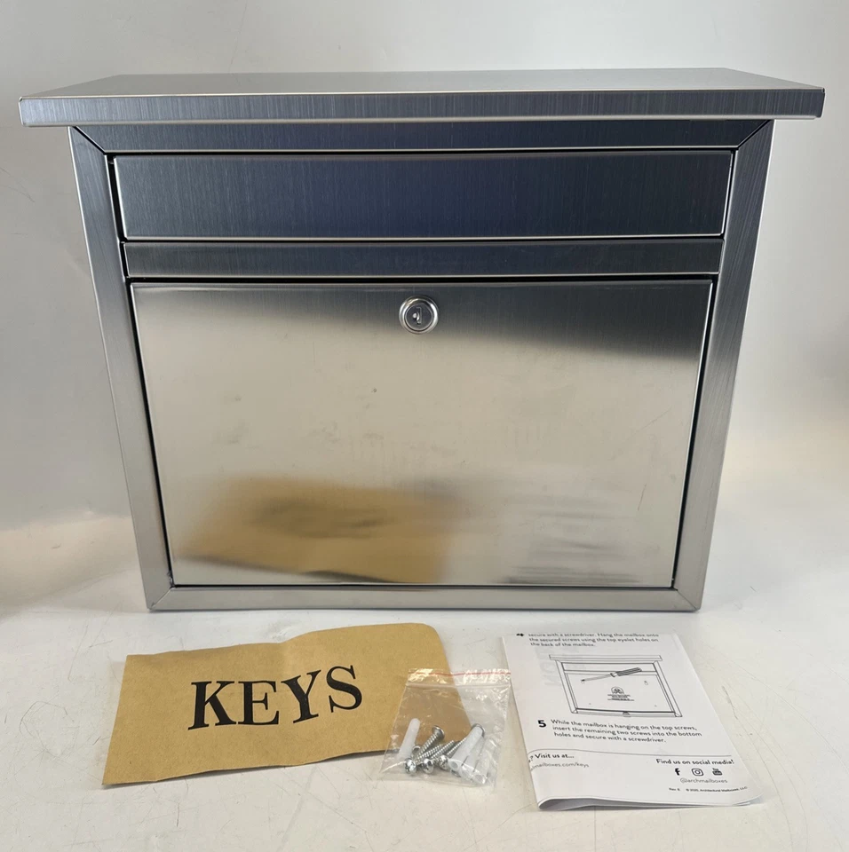 Architectural Mailboxes Maya Locking Wall Mount Stainless Steel Mailbox Medium - Image 3 of 4