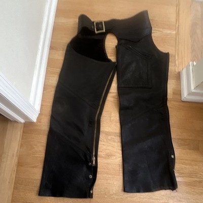Vintage Branded By Orchard Made In USA Riding Chaps Black Leather