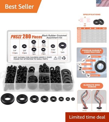 Comprehensive 280 Piece Rubber Grommet Kit: Perfect for Multiple Applications