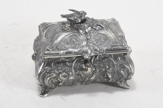 Q76V04 Antique WMF Ostrich Mark Trinket Box with Key Circa 1900
