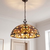 Pendelleuchte Farfalla 6 Bronze 3-Flmg Ø51Cm Verstellbar Tiffany Lampe Esstisch