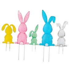 5 Packs Easter Garden Stakes Decorations, Metal Bunny Yard Signs, 5 Bunnies