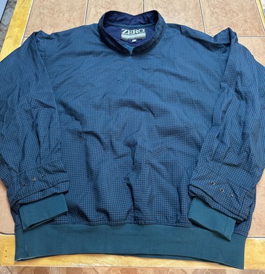 Zero Restriction Mens Sz Large Pullover Outerwear Microfiber Green Houndstooth
