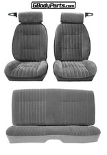 81-88 Monte Carlo Ss Seat Cover Set With Belt Guides - Gray- Velour Wvinyl