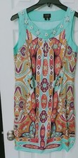 Nicole Miller Multicolor Paisley Sheath Dress Womens Sz 4 Slvless Zip Lined