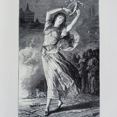 1902 Esmeralda Briom Wood Engraving Victor Hugo Notre Dame De Paris DWP8E