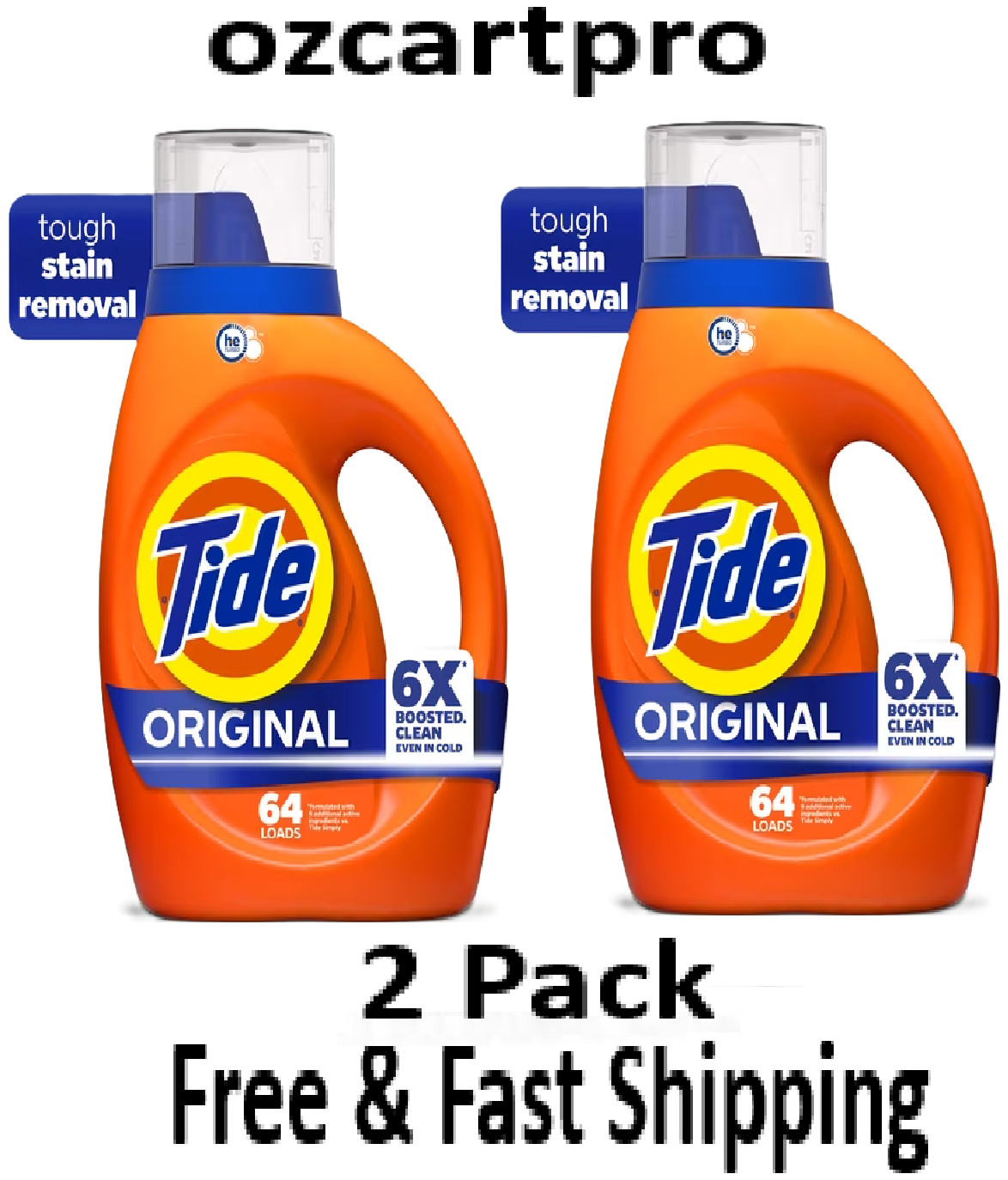 Tide Laundry Detergent Liquid with 6X Cleaning 80 fl oz, 64 Loads each-Pack of 2
